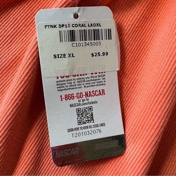 NWT Danica Patrick Nascar #10 Peach Ribbed Tank Top, Size XL - Picture 6 of 8